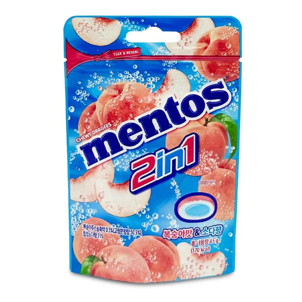 Bonbon Mentos 2 en 1 duo Peach & Soda