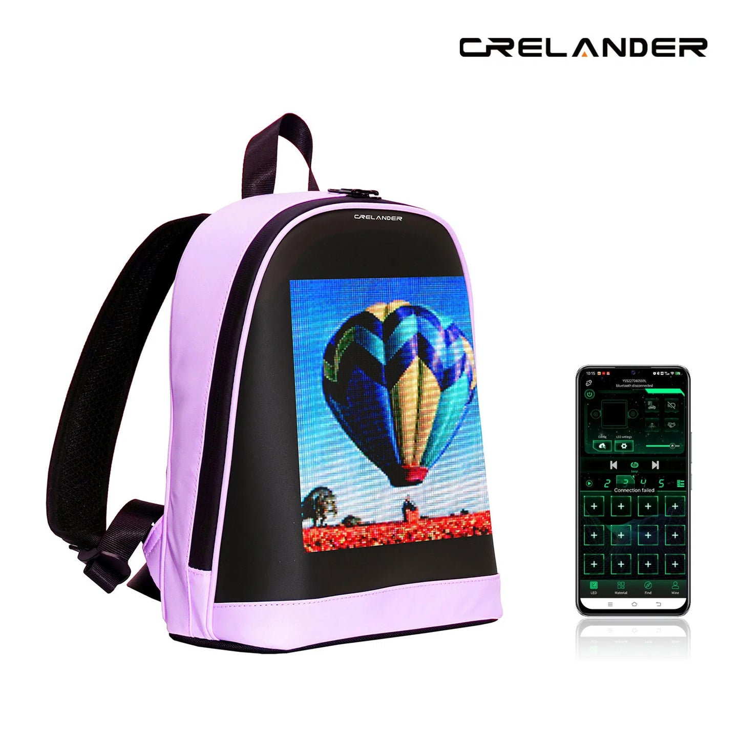 Cartable Crelander T7 Mini LED sac à dos enfants bluetooth Rose